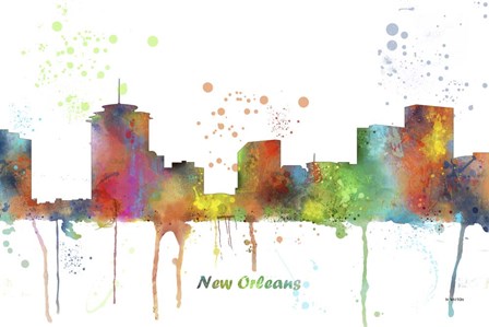 New Orleans Louisiana Skyline Multi Colored 1 by Marlene Watson art print