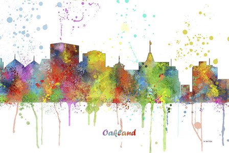 Oakland California Skyline Multi Colored 1 by Marlene Watson art print