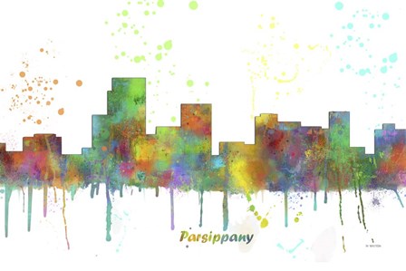 Parsippany New Jersey Skyline Multi Colored 1 by Marlene Watson art print