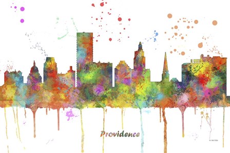 Providence Rhode Island Skyline Multi Colored 1 by Marlene Watson art print