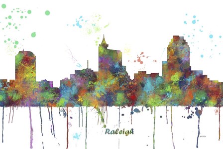 Raleigh North Carolina Skyline Multi Colored 1 by Marlene Watson art print
