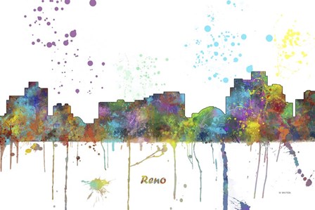 Reno Nevada Skyline Multi Colored 1 by Marlene Watson art print