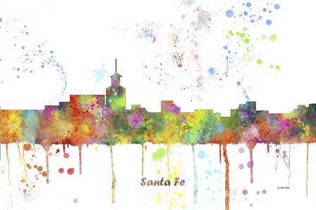 Santa Fe New Mexico Skyline Multi Colored 1 by Marlene Watson art print