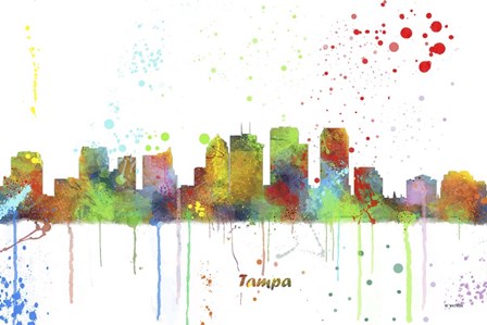 Tampa Florida Skyline Multi Colored 1 by Marlene Watson art print