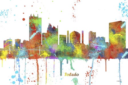 Toledo Ohio Skyline Multi Colored 1 by Marlene Watson art print
