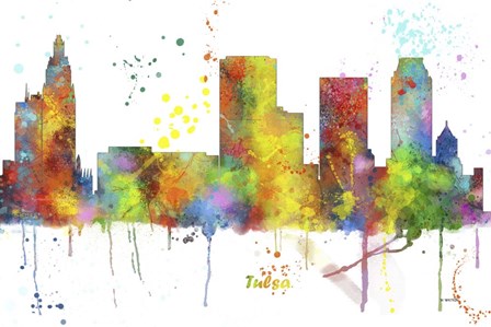 Tulsa Oklahoma Skyline Multi Colored 1 by Marlene Watson art print