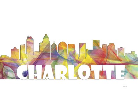 Charlotte NC Skyline Multi Colored 2 by Marlene Watson art print