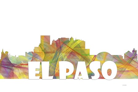 El Paso Texas Skyline Multi Colored 2 by Marlene Watson art print