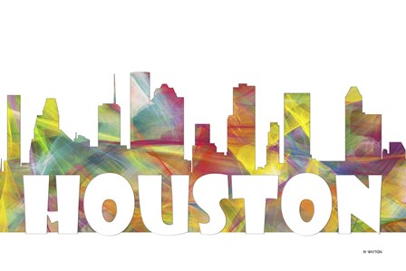 Houston Texas Skyline Multi Colored 2 by Marlene Watson art print