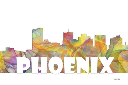 Phoenix Arizona Skyline Multi Colored 2 by Marlene Watson art print