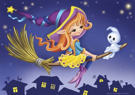 Two On a Broom by Olga and Alexey Drozdov art print