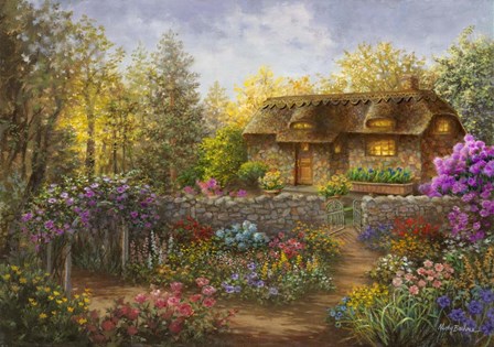 Cottage Garden in Full Bloom by Nicky Boehme art print