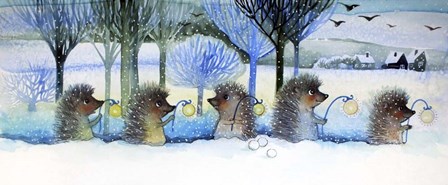 Winter Hedgehogs by Oxana Zaika art print