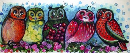 5 Owls by Oxana Zaika art print