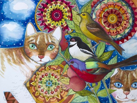 Mandala Cats by Oxana Zaika art print