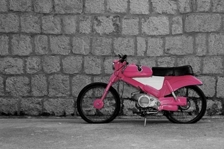 Pop of Color Pink Motorcycle by Color Me Happy art print