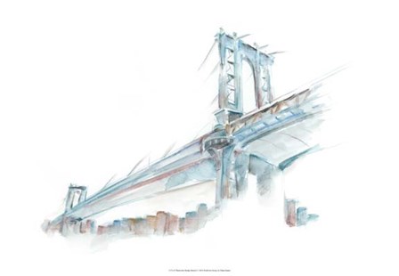 Watercolor Bridge Sketch I by Ethan Harper art print