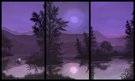 Swan Lake In Pink And Purple by Bonnie B. Cook art print