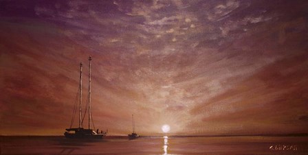 Purple Sunset Boating by Cherie Roe Dirksen art print