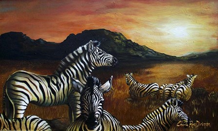 Zebra Sunset by Cherie Roe Dirksen art print