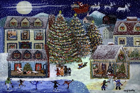 Christmas Eve Santa In House by Cheryl Bartley art print