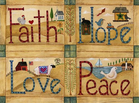 Faith Love Hope Peace by Cheryl Bartley art print