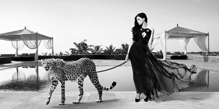 Woman with Cheetah by Julian Lauren art print