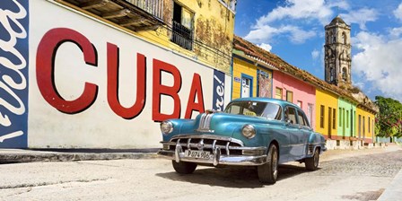 Vintage Car and Mural, Cuba by Pangea Images art print