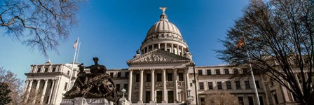 Statue outside a government building, Mississippi State Capitol, Jackson, Mississippi by Panoramic Images art print