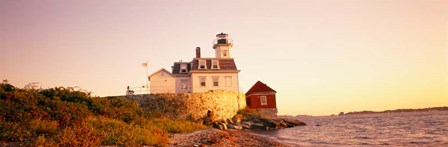Lighthouse at the coast, Rose Island Light, Newport, Rhode Island, New England by Panoramic Images art print