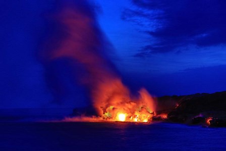 Lava Flowing Into Ocean, Hawaii Volcanoes National Park, Big Island, Hawaii by Panoramic Images art print