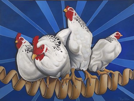 Chicken Cordon Bleu (Chicken Cord on Blue) by Ryan Rice Fine Art art print