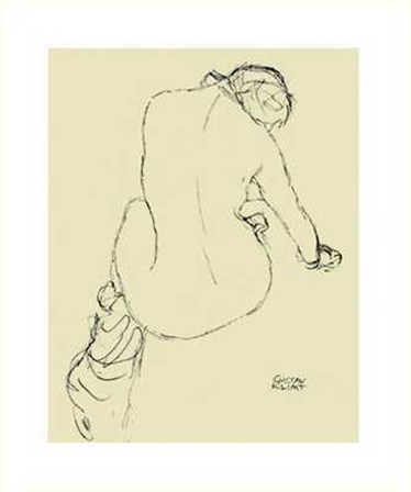 Seated Female Nude Study by Gustav Klimt art print