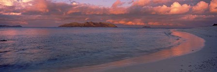 Island in the during sunset, Veidomoni Beach, Mamanuca Islands, Fiji by Panoramic Images art print
