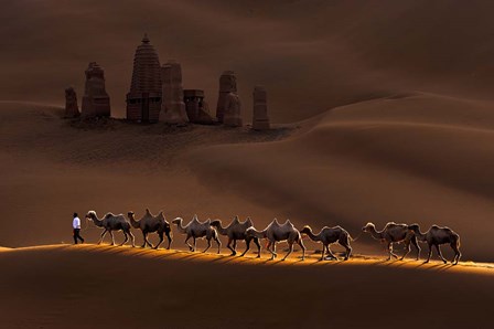 Castle And Camels by Mei Xu art print