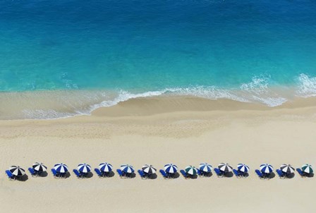 Row of Beach Umbrellas by Ina Dabi art print