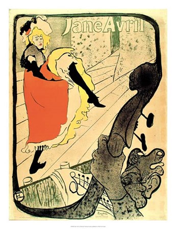 Jane Avril (with border) by Henri de Toulouse-Lautrec art print