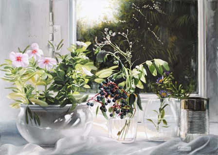 Bacche Blu e Fiori di Vetro by Danka Weitzen art print