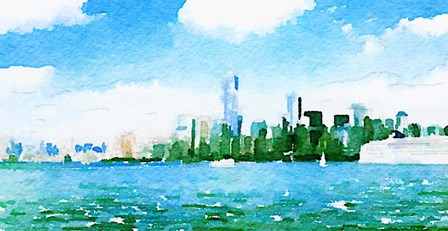 Watercolor NYC Skyline I by Nola James art print
