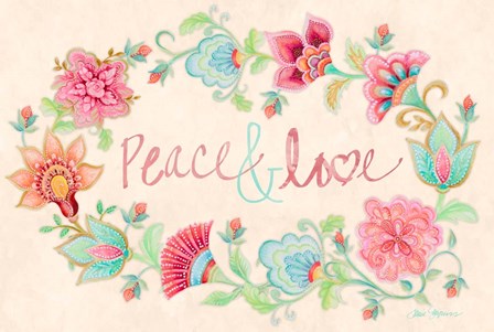 Peace and Love Wreath by Janice Gaynor art print