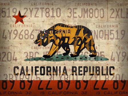 Cali State Flag License Plates by Design Turnpike art print