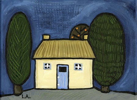 Cottage with Blue Door by Cherry Pie Studios art print