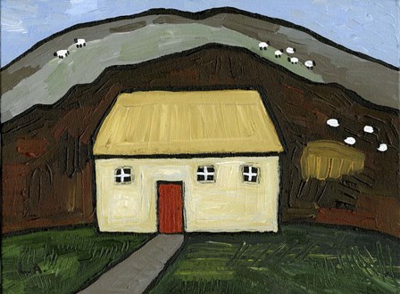 Cottage with Red Door by Cherry Pie Studios art print