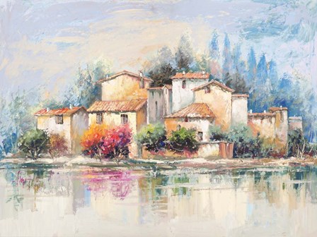 Borgo sul lago by Luigi Florio art print