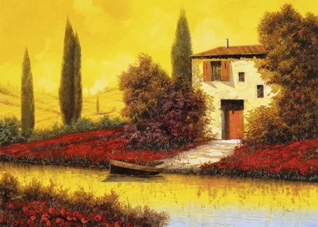Lungo il Flume Tra I Papaveri by Guido Borelli art print
