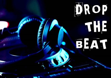 Drop The Beat - Navy and Cyan by Color Me Happy art print