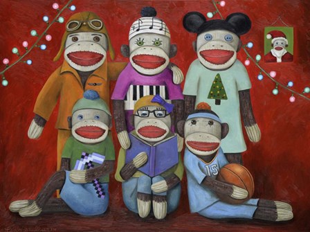 Sock Doll Family Portrait by Leah Saulnier art print