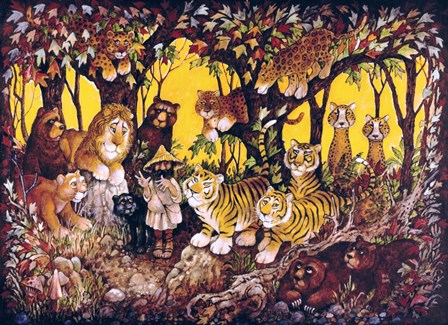 Noah - Lions-Tigers-Bears by Bill Bell art print
