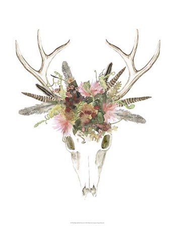Deer Skull &amp; Flowers I by Naomi McCavitt art print