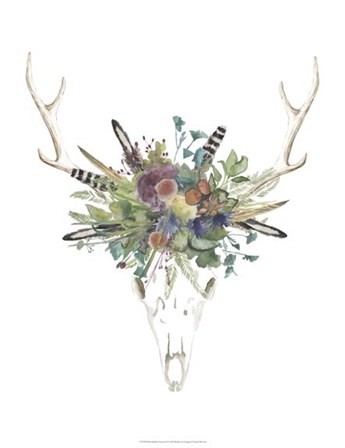 Deer Skull &amp; Flowers II by Naomi McCavitt art print